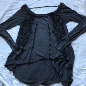 Free people gray tunic with lace detail